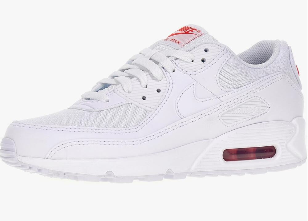 Nike Men's Air Max 90 White/White-LT Crimson (DM0029 118) - 11.5